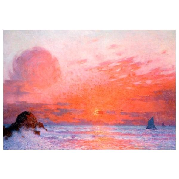Kunstkarten - Aufklappkarte-Doppelkarte im Format 11,5 x 16,6 cm mit passendem Briefumschlag - Künstler: Unbekannt - Meer Sonnenuntergang