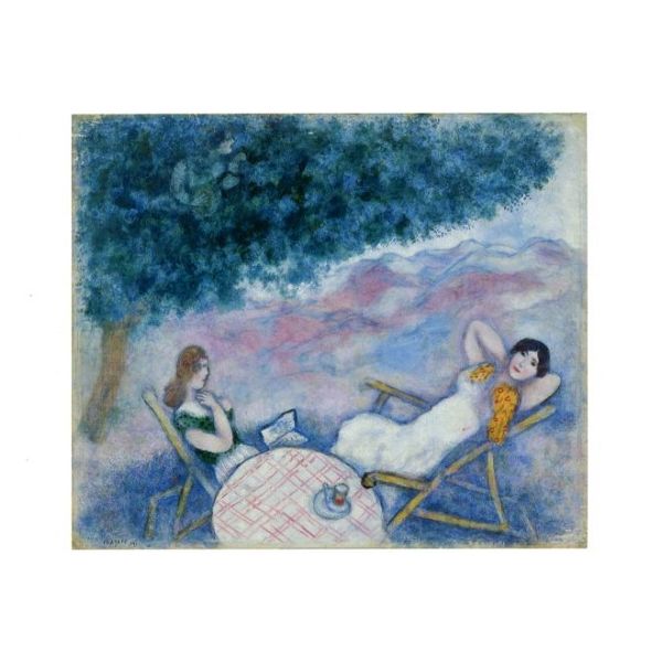 Kunstkarten - Aufklappkarte-Doppelkarte im Format 11,5 x 16,6 cm mit passendem Briefumschlag - Künstler: Chagall, Marc - Bella und Ida in Peira-Cava - Fink Verlag