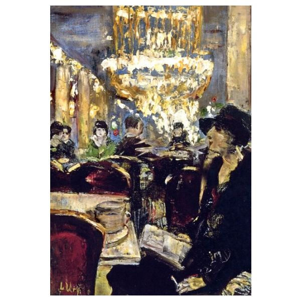 Kunstkarten - Aufklappkarte-Doppelkarte im Format 11,5 x 16,6 cm mit passendem Briefumschlag - Künstler: Ury, Lesser - Berliner Kaffeehaus - Fink Verlag