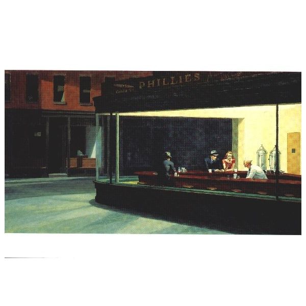 Kunstkarten - Aufklappkarte-Doppelkarte im Format 11,5 x 16,6 cm mit passendem Briefumschlag - Künstler: Hopper, Edward - Nighthawks - Fink Verlag