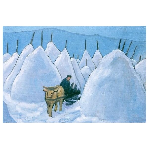 Kunstkarten - Aufklappkarte-Doppelkarte im Format 11,5 x 16,6 cm mit passendem Briefumschlag - Künstler: Münter, Gabriele - Winter im Murnauer Moos - Fink Verlag