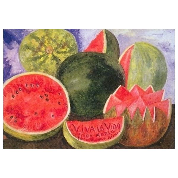 Kunstkarten - Aufklappkarte-Doppelkarte im Format 11,5 x 16,6 cm mit passendem Briefumschlag - Künstler: Kahlo, Frida - Viva la Vida - Fink Verlag