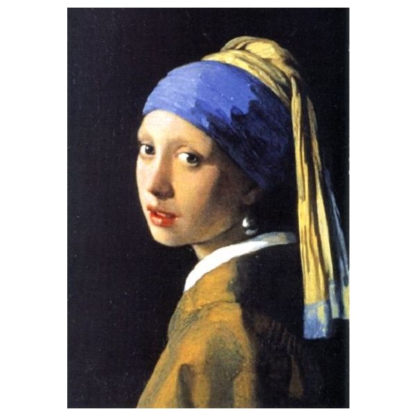 Kunstkarten - Aufklappkarte-Doppelkarte im Format 11,5 x 16,6 cm mit passendem Briefumschlag - Künstler: Vermeer van Delft, Jan - Das Mädchen mit dem Perlenohrring - Fink Verlag