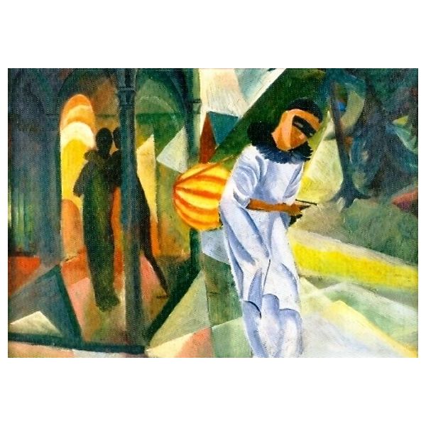Kunstkarten - Aufklappkarte-Doppelkarte im Format 11,5 x 16,6 cm mit passendem Briefumschlag - Künstler: Macke, August - Pierrot - Fink Verlag