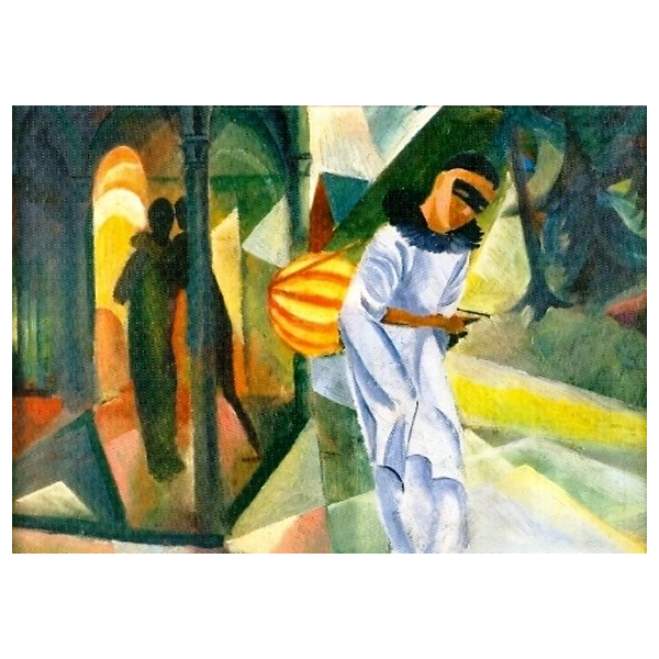 Kunstkarten - Aufklappkarte-Doppelkarte im Format 11,5 x 16,6 cm mit passendem Briefumschlag - Künstler: Macke, August - Pierrot - Fink Verlag