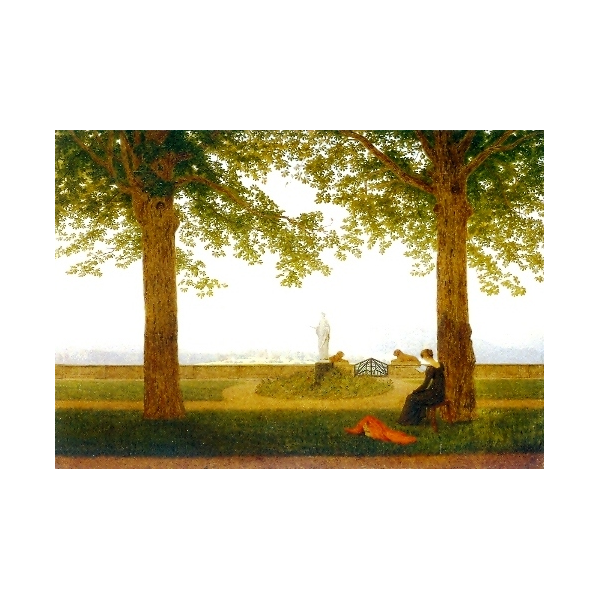 Kunstkarten - Aufklappkarte-Doppelkarte im Format 11,5 x 16,6 cm mit passendem Briefumschlag - Künstler: Friedrich, Caspar David - Gartenterrasse - Fink Verlag
