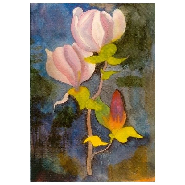 Kunstkarten - Aufklappkarte-Doppelkarte im Format 11,5 x 16,6 cm mit passendem Briefumschlag - Künstler: Hesse, Hermann - Magnolienblüte - Fink Verlag