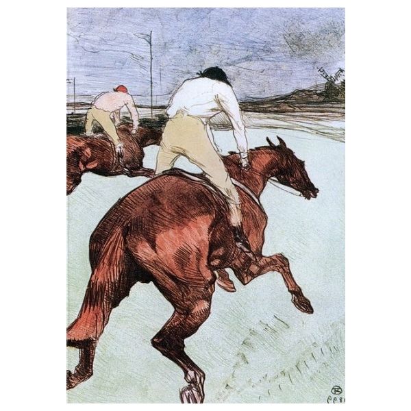 Kunstkarten - Aufklappkarte-Doppelkarte im Format 11,5 x 16,6 cm mit passendem Briefumschlag - Künstler: Toulouse-Lautrec - Der Jockey - Fink Verlag