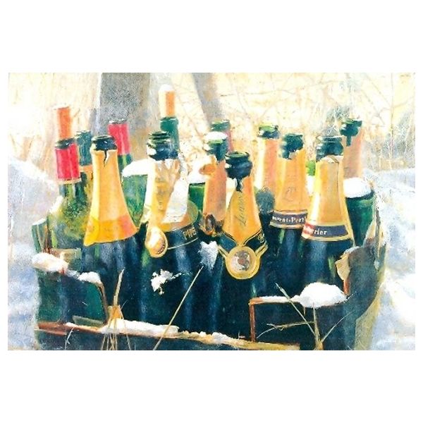 Kunstkarten - Aufklappkarte-Doppelkarte im Format 11,5 x 16,6 cm mit passendem Briefumschlag - Künstler: Seligman, Lincoln - Boxing Day Empties - Fink Verlag