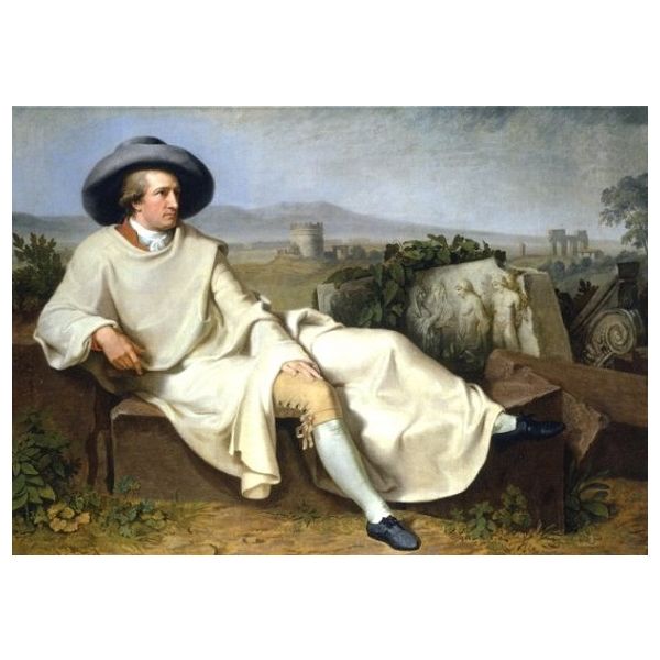 Kunstkarten - Aufklappkarte-Doppelkarte im Format 11,5 x 16,6 cm mit passendem Briefumschlag - Künstler: Tischbein, Johann Heinrich Wilhelm - Goethe in der römischen Campagna - Fink Verlag