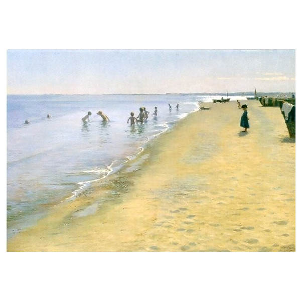 Kunstkarten - Aufklappkarte-Doppelkarte im Format 11,5 x 16,6 cm mit passendem Briefumschlag - Künstler: Kroyer, Peder Severin - Sommertag am Südstrand von Skagen - Fink Verlag