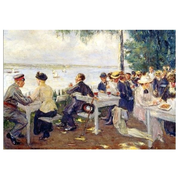 Kunstkarten - Aufklappkarte-Doppelkarte im Format 11,5 x 16,6 cm mit passendem Briefumschlag - Künstler: Liebermann, Max - Gartenlokal an der Havel - Nikolskoe - Fink Verlag