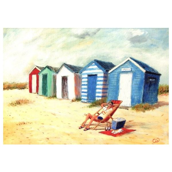 Kunstkarten - Aufklappkarte-Doppelkarte im Format 11,5 x 16,6 cm mit passendem Briefumschlag - Künstler: Williamson, Chris Ross - Die Strandhütte - Fink Verlag