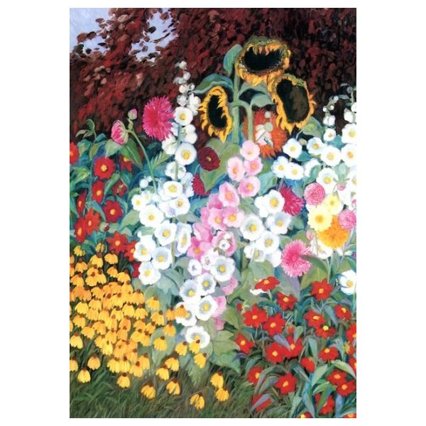 Kunstkarten - Aufklappkarte-Doppelkarte im Format 11,5 x 16,6 cm mit passendem Briefumschlag - Künstler: Dahl, Heide - Malven und Dahlien - Fink Verlag