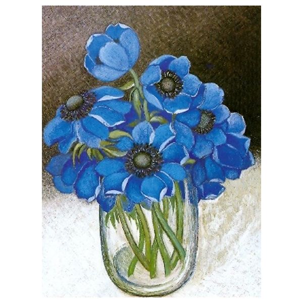 Kunstkarten - Aufklappkarte-Doppelkarte im Format 11,5 x 16,6 cm mit passendem Briefumschlag - Künstler: Dahl, Heide - Blaue Anemonen - Fink Verlag