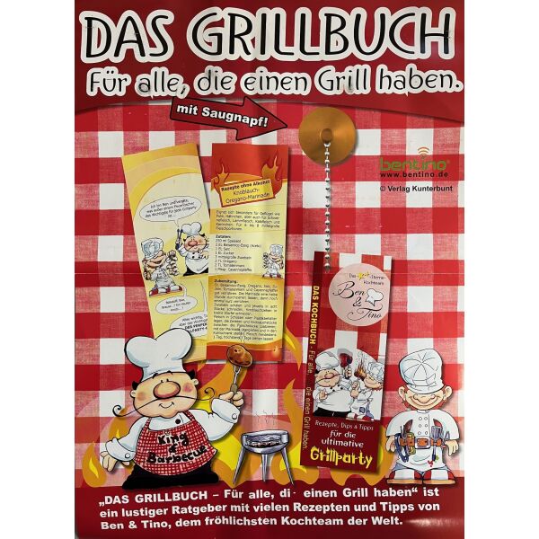 Kochbuch Grillbuch Spaßbuch mit Saugnapf an Kette 6 x17 cm UVP € 7,95