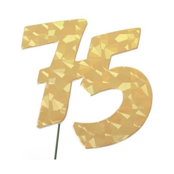 A - Demmler STA-PAPER-GOLD-75 - „75“ Jubiläumszahl gold - Festliche Zahlen - Blumenstecker - Schmuckzahl - 7 x 7,5 cm