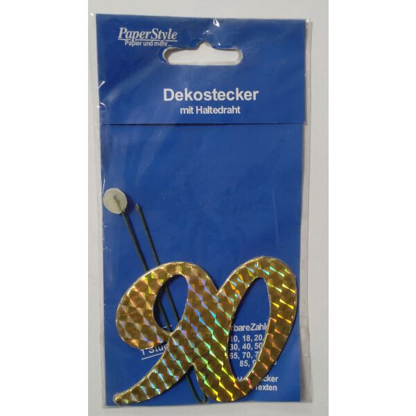 90 Jubiläumszahl gold Festliche Zahle Blumenstecker Schmuckzahl 7 x 7,5 cm