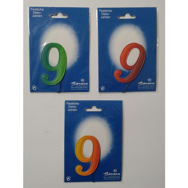 A - Demmler STA-PAPER-BUNT-9 - „9“ Jubiläumszahl farbig - Festliche Zahlen - Blumenstecker - Schmuckzahl - 7 x 7,5 cm Kopie