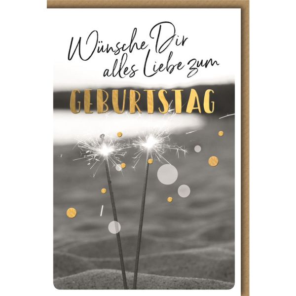 Geburtstag Glückwunschkarte mit Umschlag Wunderkerzen
