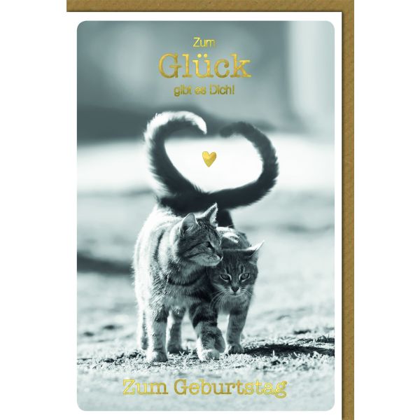 Geburtstag Glückwunschkarte mit Umschlag Katzen, Herz