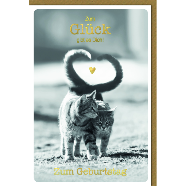 Geburtstag Glückwunschkarte mit Umschlag Katzen, Herz