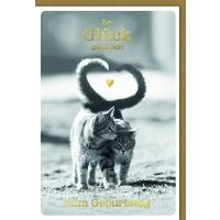 Geburtstag Glückwunschkarte mit Umschlag Katzen, Herz
