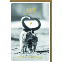 Geburtstag Glückwunschkarte mit Umschlag Katzen, Herz