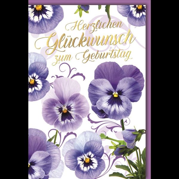 Geburtstag Glückwunschkarte mit Umschlag Stiefmütterchen