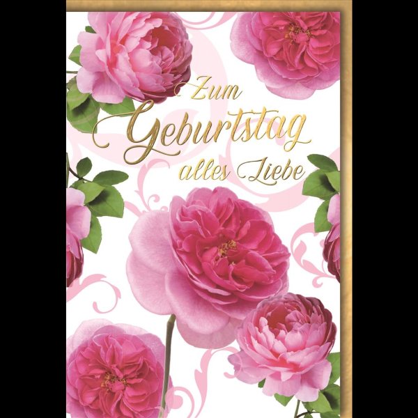 Geburtstag - Glückwunschkarte im Format 11,5 x 17 cm mit Umschlag - Pfingstrosen - Verlag Dominique