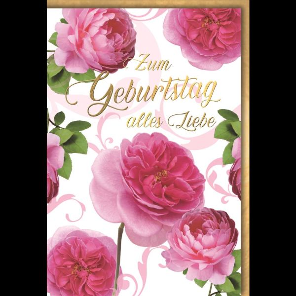 Geburtstag Glückwunschkarte mit Umschlag Pfingstrosen