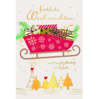 Weihnachten Glückwunschkarte mit Umschlag Schlitten...