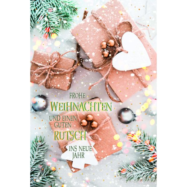 Weihnachten Glückwunschkarte mit Umschlag Geschenke mit Goldfolie