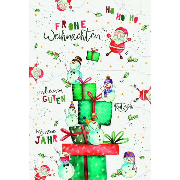 Weihnachten Glückwunschkarte mit Umschlag Geschenke, Schneemänner