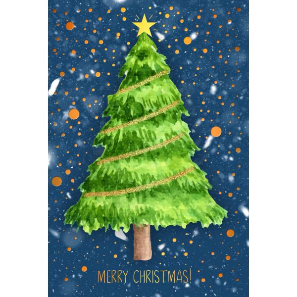 Weihnachten Glückwunschkarte mit Umschlag Weihnachtsbaum mit Goldfolie