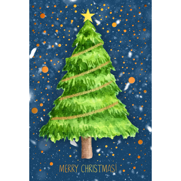 Weihnachten Glückwunschkarte mit Umschlag Weihnachtsbaum mit Goldfolie