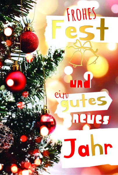 A - Weihnachten - Glückwunschkarte im Format 11,5 x 17 cm mit Umschlag - Weihnachtsbaum - mit Goldfolie - Skorpion