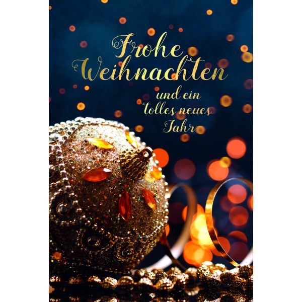 Weihnachten Glückwunschkarte mit Umschlag Weihnachtsbaumkugel mit Goldfolie