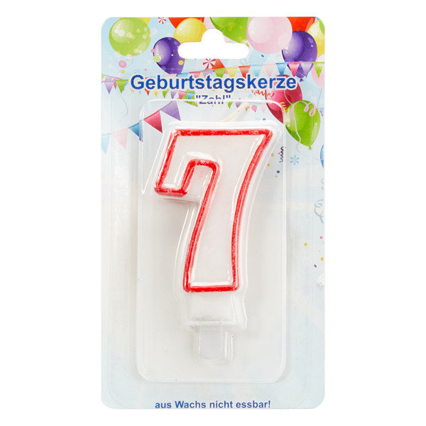 Müller Kerzen  -CEPEWA - Kerze "7" Geburtstagszahl - Candle - Birthday figure - Chiffre anniversaire - Höhe: 4,5 cm - Breite: 3cm