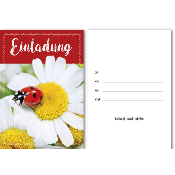 Einladung (5 Stück) -Gänseblümchen Karte mit Umschlag
