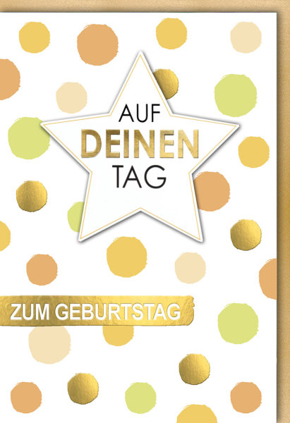 Geburtstag - Glückwunschkarte im Format 11,5 x 17 cm mit Umschlag - Stern - Auf deinen Tag - Verlag Dominique