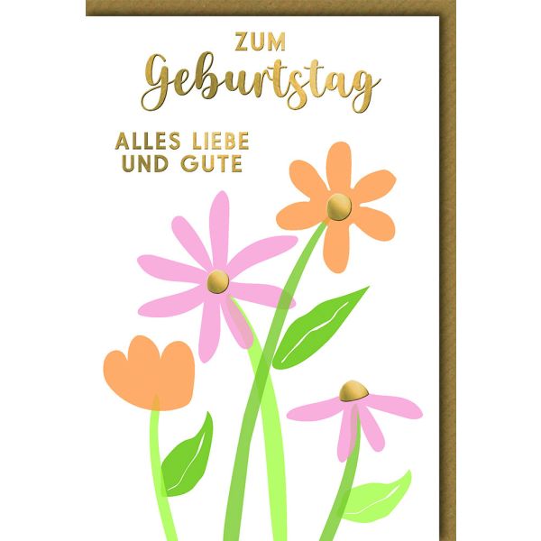 Geburtstag Glückwunschkarte mit Umschlag Blumen