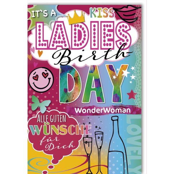Geburtstag Glückwunschkarte mit Umschlag Ladies Birthday Alle Guten Wünsche