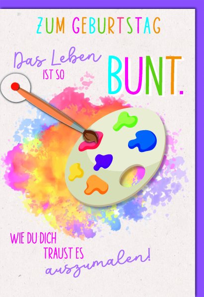 Geburtstag - Glückwunschkarte im Format 11,5 x 17 cm mit Umschlag - Farbmischpalette - Verlag Dominique