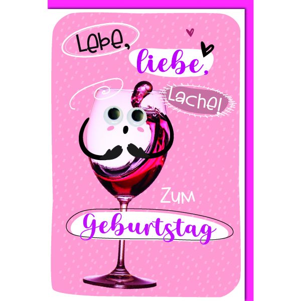 Geburtstag Glückwunschkarte mit Umschlag Lebe, liebe, lache