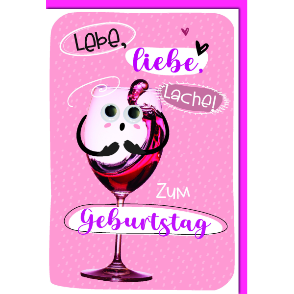 Geburtstag Glückwunschkarte mit Umschlag Lebe, liebe, lache