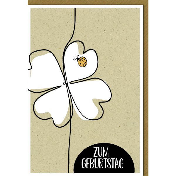 Geburtstag Glückwunschkarte mit Umschlag naturbraun Blume zum Geburtstag