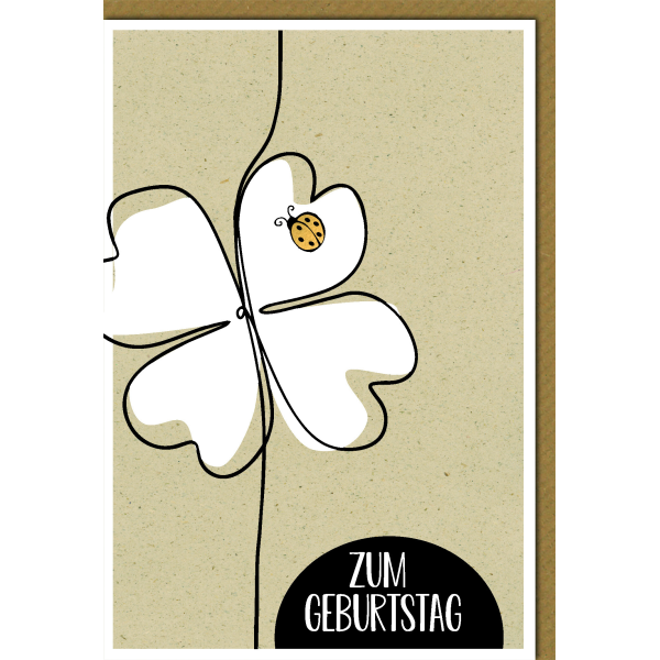 Geburtstag Glückwunschkarte mit Umschlag naturbraun Blume zum Geburtstag