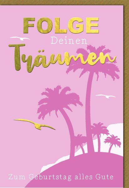 Geburtstag - Glückwunschkarte im Format 11,5 x 17 cm mit Umschlag - Insel mit Palmen - Verlag Dominique