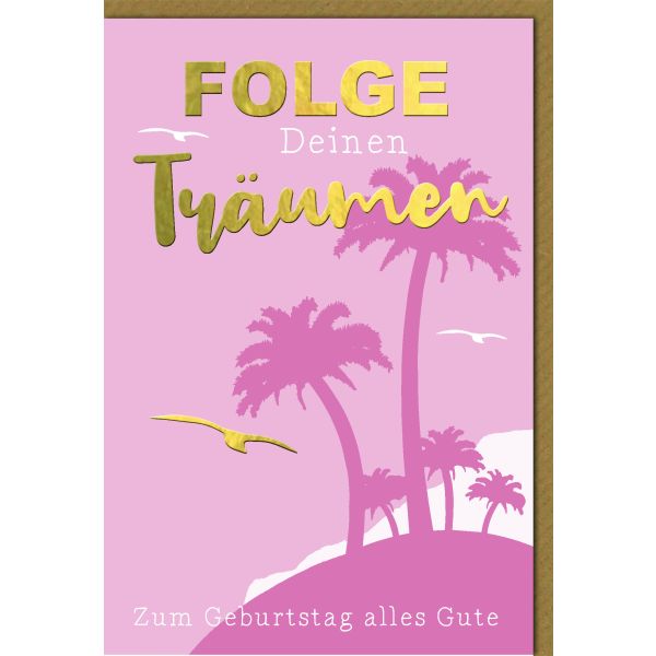 Geburtstag Glückwunschkarte mit Umschlag Insel mit Palmen